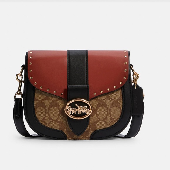 Coach Bags Coach Saddlebag In Colorblock Signature With